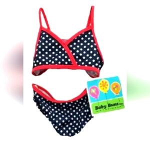 BABY BUNS - 2 piece swimsuit size toddler 18 monthes Black, White, red Polka dot